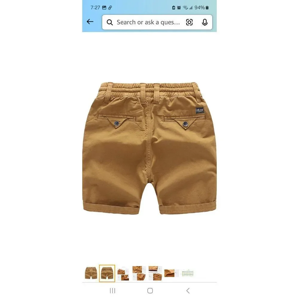 New Boys Size 14 QLZ Yellow Brown Summer Casual Shorts Elastic Drawstring Waist